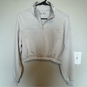 Gilly Hicks Cropped 1/4 Zip Cooldown Light Bone Color Sweatshirt - Size XS NWOT